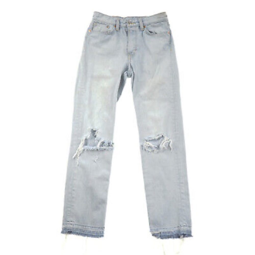 H&M Distressed High-Rise Straight Jeans - Size 8
